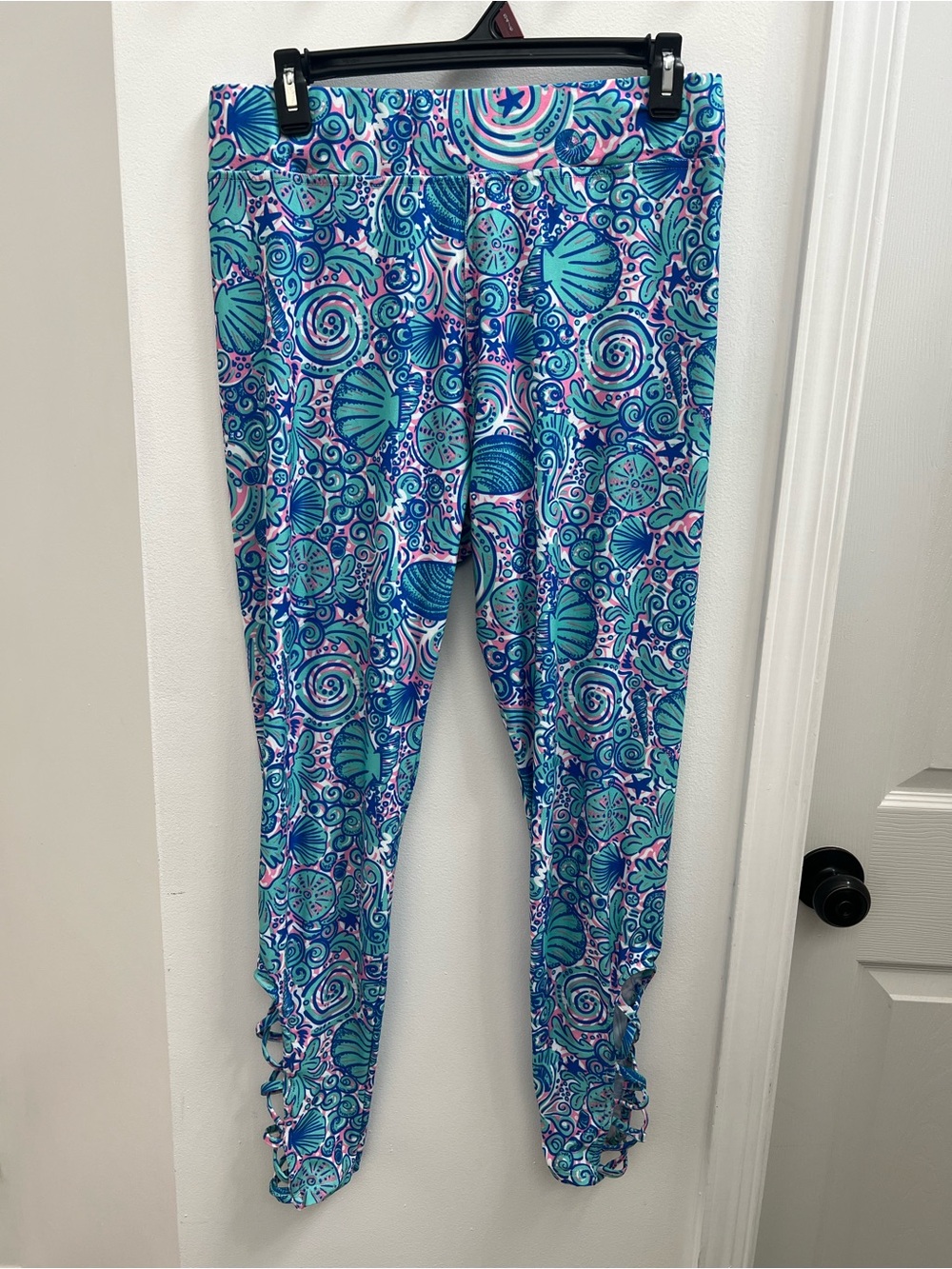 Simply Southern Women’s Seashell Pink Blue Leggings Plus Size